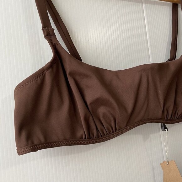 NEW SKIMS Sculpting Swim Ruched Lined Bikini Top Cocoa 4X  (BT-SCP-2759) - Picture 5 of 12